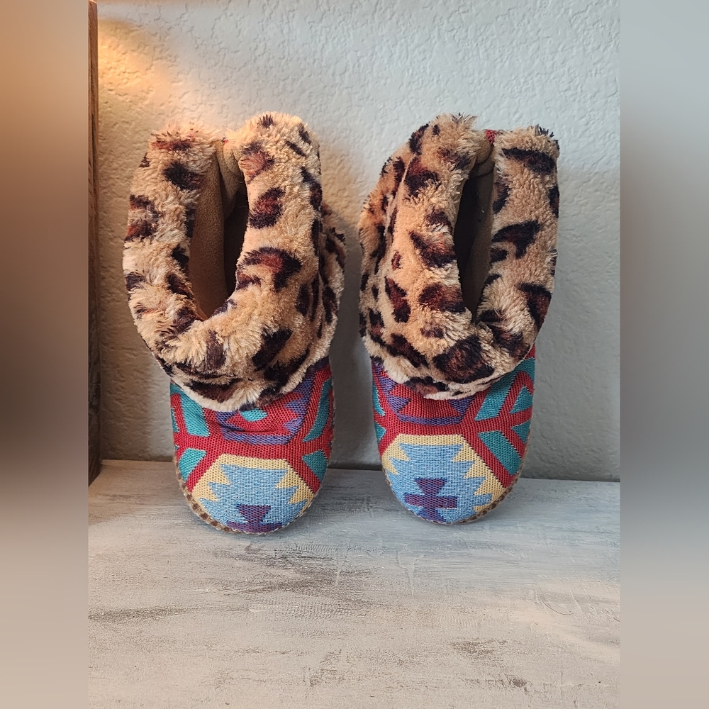 Blazin Roxx Aztec Slipper Boot with Leopard Cuff - Multicolor - Picture 2 of 9